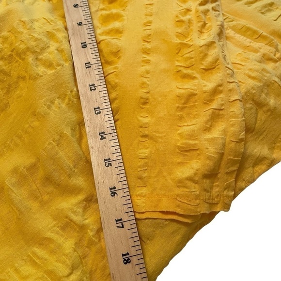 Bright Sunny Yellow Textured Top with Fold over neckline-slits on sides-Size 12 - Picture 14 of 16